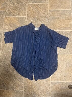 Madewell Indigo Blue Pinstripe Short-Sleeve Button-Down